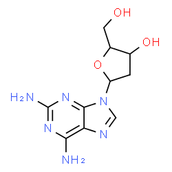ChemSpider 2D Image | 9-(2-Deoxypentofuranosyl)-9H-purine-2,6-diamine | C10H14N6O3