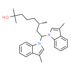ChemSpider 2D Image | (6S)-2,6-Dimethyl-8,8-bis(3-methyl-1H-indol-1-yl)-2-octanol | C28H36N2O