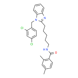 ChemSpider 2D Image | N-{5-[1-(2,4-Dichlorobenzyl)-1H-benzimidazol-2-yl]pentyl}-2,4-dimethylbenzamide | C28H29Cl2N3O