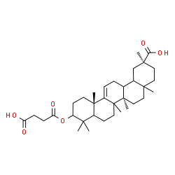 ChemSpider 2D Image | (5xi,8xi,13xi,17xi,18xi)-3-[(3-Carboxypropanoyl)oxy]olean-9(11)-en-30-oic acid | C34H52O6