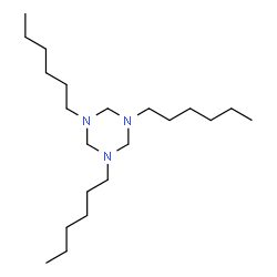 ChemSpider 2D Image | 1,3,5-Trihexyl-1,3,5-triazinane | C21H45N3