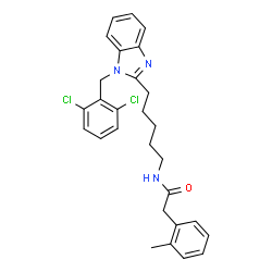 ChemSpider 2D Image | N-{5-[1-(2,6-Dichlorobenzyl)-1H-benzimidazol-2-yl]pentyl}-2-(2-methylphenyl)acetamide | C28H29Cl2N3O
