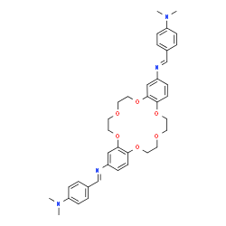 ChemSpider 2D Image | 4,4'-{6,7,9,10,17,18,20,21-Octahydrodibenzo[b,k][1,4,7,10,13,16]hexaoxacyclooctadecine-2,14-diylbis[nitrilo(E)methylylidene]}bis(N,N-dimethylaniline) | C38H44N4O6