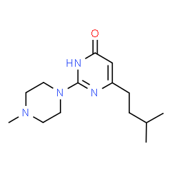 ChemSpider 2D Image | 6-(3-Methylbutyl)-2-(4-methyl-1-piperazinyl)-4(1H)-pyrimidinone | C14H24N4O