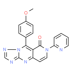 ChemSpider 2D Image | 9-(4-Methoxyphenyl)-7-(2-pyridinyl)pyrido[4,3-d][1,2,4]triazolo[1,5-a]pyrimidin-8(7H)-one | C20H14N6O2