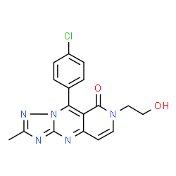 ChemSpider 2D Image | 9-(4-Chlorophenyl)-7-(2-hydroxyethyl)-2-methylpyrido[4,3-d][1,2,4]triazolo[1,5-a]pyrimidin-8(7H)-one | C17H14ClN5O2