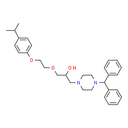ChemSpider 2D Image | 1-[4-(Diphenylmethyl)-1-piperazinyl]-3-[2-(4-isopropylphenoxy)ethoxy]-2-propanol | C31H40N2O3