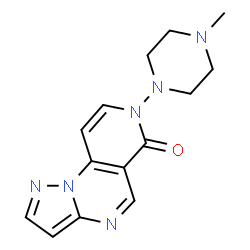 ChemSpider 2D Image | 7-(4-Methyl-1-piperazinyl)pyrazolo[1,5-a]pyrido[3,4-e]pyrimidin-6(7H)-one | C14H16N6O