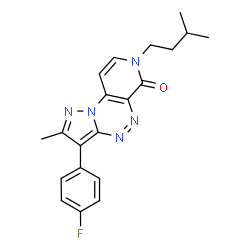ChemSpider 2D Image | 3-(4-Fluorophenyl)-2-methyl-7-(3-methylbutyl)pyrazolo[5,1-c]pyrido[4,3-e][1,2,4]triazin-6(7H)-one | C20H20FN5O