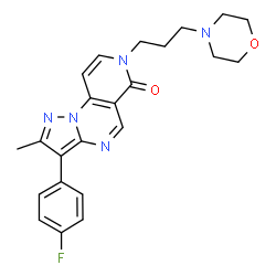 ChemSpider 2D Image | 3-(4-Fluorophenyl)-2-methyl-7-[3-(4-morpholinyl)propyl]pyrazolo[1,5-a]pyrido[3,4-e]pyrimidin-6(7H)-one | C23H24FN5O2