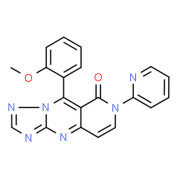 ChemSpider 2D Image | 9-(2-Methoxyphenyl)-7-(2-pyridinyl)pyrido[4,3-d][1,2,4]triazolo[1,5-a]pyrimidin-8(7H)-one | C20H14N6O2