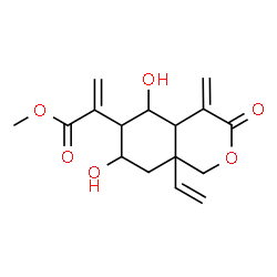 ChemSpider 2D Image | Methyl 2-(5,7-dihydroxy-4-methylene-3-oxo-8a-vinyloctahydro-1H-isochromen-6-yl)acrylate | C16H20O6