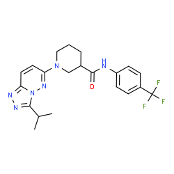 ChemSpider 2D Image | 1-(3-Isopropyl[1,2,4]triazolo[4,3-b]pyridazin-6-yl)-N-[4-(trifluoromethyl)phenyl]-3-piperidinecarboxamide | C21H23F3N6O