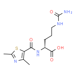 ChemSpider 2D Image | N~5~-Carbamoyl-N~2~-[(2,4-dimethyl-1,3-thiazol-5-yl)carbonyl]-D-ornithine | C12H18N4O4S