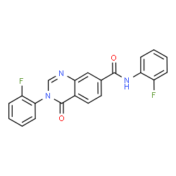 ChemSpider 2D Image | N,3-Bis(2-fluorophenyl)-4-oxo-3,4-dihydro-7-quinazolinecarboxamide | C21H13F2N3O2