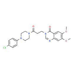 ChemSpider 2D Image | 3-{3-[4-(4-Chlorophenyl)-1-piperazinyl]-3-oxopropyl}-6,7-dimethoxy-4(3H)-quinazolinone | C23H25ClN4O4