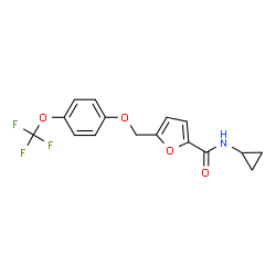 ChemSpider 2D Image | N-Cyclopropyl-5-{[4-(trifluoromethoxy)phenoxy]methyl}-2-furamide | C16H14F3NO4