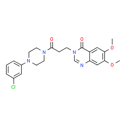 ChemSpider 2D Image | 3-{3-[4-(3-Chlorophenyl)-1-piperazinyl]-3-oxopropyl}-6,7-dimethoxy-4(3H)-quinazolinone | C23H25ClN4O4