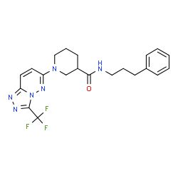 ChemSpider 2D Image | N-(3-Phenylpropyl)-1-[3-(trifluoromethyl)[1,2,4]triazolo[4,3-b]pyridazin-6-yl]-3-piperidinecarboxamide | C21H23F3N6O