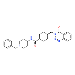 ChemSpider 2D Image | trans-N-(1-Benzyl-4-piperidinyl)-4-[(4-oxo-1,2,3-benzotriazin-3(4H)-yl)methyl]cyclohexanecarboxamide | C27H33N5O2