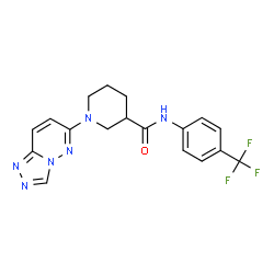 ChemSpider 2D Image | 1-([1,2,4]Triazolo[4,3-b]pyridazin-6-yl)-N-[4-(trifluoromethyl)phenyl]-3-piperidinecarboxamide | C18H17F3N6O