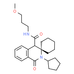 ChemSpider 2D Image | 2'-Cyclopentyl-N-(3-methoxypropyl)-1'-oxo-1',4'-dihydro-2'H-spiro[cyclohexane-1,3'-isoquinoline]-4'-carboxamide | C24H34N2O3