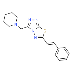 ChemSpider 2D Image | 6-[(E)-2-Phenylvinyl]-3-(1-piperidinylmethyl)[1,2,4]triazolo[3,4-b][1,3,4]thiadiazole | C17H19N5S