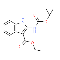 ChemSpider 2D Image | Ethyl 2-((tert-butoxycarbonyl)amino)-1H-indole-3-carboxylate | C16H20N2O4