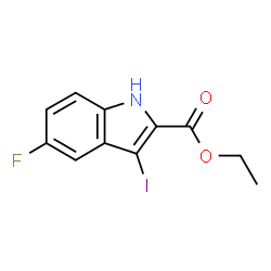 ChemSpider 2D Image | Ethyl 5-fluoro-3-iodo-1H-indole-2-carboxylate | C11H9FINO2