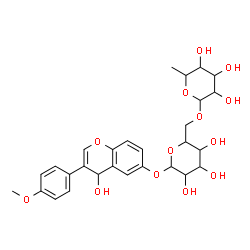 ChemSpider 2D Image | 4-Hydroxy-3-(4-methoxyphenyl)-4H-chromen-6-yl 6-O-(6-deoxyhexopyranosyl)hexopyranoside | C28H34O13