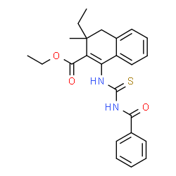 ChemSpider 2D Image | Ethyl 1-[(benzoylcarbamothioyl)amino]-3-ethyl-3-methyl-3,4-dihydro-2-naphthalenecarboxylate | C24H26N2O3S