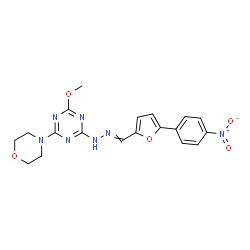 ChemSpider 2D Image | 2-Methoxy-4-(4-morpholinyl)-6-(2-{[5-(4-nitrophenyl)-2-furyl]methylene}hydrazino)-1,3,5-triazine | C19H19N7O5