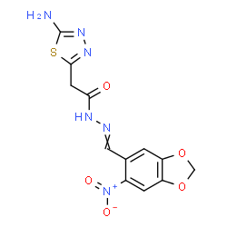 ChemSpider 2D Image | 2-(5-Amino-1,3,4-thiadiazol-2-yl)-N'-[(6-nitro-1,3-benzodioxol-5-yl)methylene]acetohydrazide | C12H10N6O5S