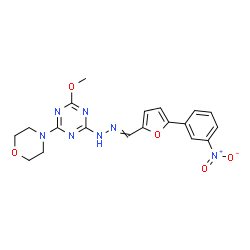 ChemSpider 2D Image | 2-Methoxy-4-(4-morpholinyl)-6-(2-{[5-(3-nitrophenyl)-2-furyl]methylene}hydrazino)-1,3,5-triazine | C19H19N7O5
