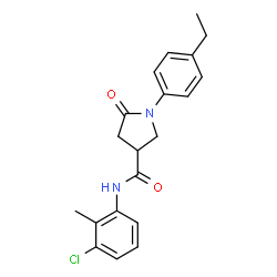 ChemSpider 2D Image | N-(3-Chloro-2-methylphenyl)-1-(4-ethylphenyl)-5-oxo-3-pyrrolidinecarboxamide | C20H21ClN2O2