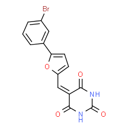 ChemSpider 2D Image | 5-{[5-(3-Bromophenyl)-2-furyl]methylene}-2,4,6(1H,3H,5H)-pyrimidinetrione | C15H9BrN2O4