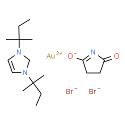 ChemSpider 2D Image | 2,5-Pyrrolidinedione, compd. with 1,3-bis(1,1-dimethylpropyl)-2,3-dihydro-1H-imidazole, gold(3+) salt, hydrobromide (1:1:1:2) | C17H28AuBr2N3O2