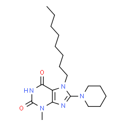 ChemSpider 2D Image | 3-Methyl-7-octyl-8-(1-piperidinyl)-3,7-dihydro-1H-purine-2,6-dione | C19H31N5O2