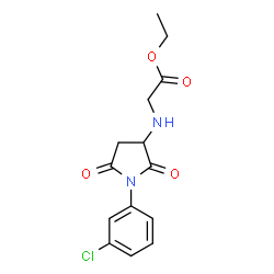 ChemSpider 2D Image | Ethyl N-[1-(3-chlorophenyl)-2,5-dioxo-3-pyrrolidinyl]glycinate | C14H15ClN2O4