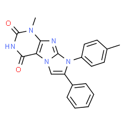 ChemSpider 2D Image | 1-Methyl-8-(4-methylphenyl)-7-phenyl-1H-imidazo[2,1-f]purine-2,4(3H,8H)-dione | C21H17N5O2