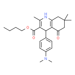 ChemSpider 2D Image | Butyl 4-[4-(dimethylamino)phenyl]-2,7,7-trimethyl-5-oxo-1,4,5,6,7,8-hexahydro-3-quinolinecarboxylate | C25H34N2O3