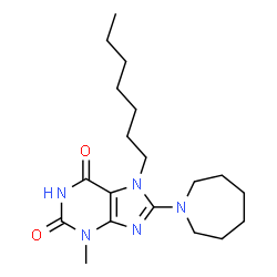 ChemSpider 2D Image | 8-(1-Azepanyl)-7-heptyl-3-methyl-3,7-dihydro-1H-purine-2,6-dione | C19H31N5O2