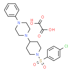 ChemSpider 2D Image | 1-{1-[(4-Chlorophenyl)sulfonyl]-4-piperidinyl}-4-phenylpiperazine ethanedioate (1:1) | C23H28ClN3O6S