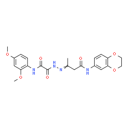 ChemSpider 2D Image | N-(2,3-Dihydro-1,4-benzodioxin-6-yl)-3-({[(2,4-dimethoxyphenyl)amino](oxo)acetyl}hydrazono)butanamide | C22H24N4O7