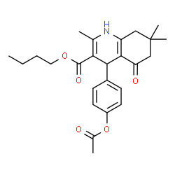 ChemSpider 2D Image | Butyl 4-(4-acetoxyphenyl)-2,7,7-trimethyl-5-oxo-1,4,5,6,7,8-hexahydro-3-quinolinecarboxylate | C25H31NO5