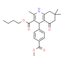 ChemSpider 2D Image | Butyl 4-[4-(methoxycarbonyl)phenyl]-2,7,7-trimethyl-5-oxo-1,4,5,6,7,8-hexahydro-3-quinolinecarboxylate | C25H31NO5