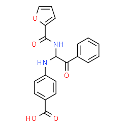 ChemSpider 2D Image | 4-{[1-(2-Furoylamino)-2-oxo-2-phenylethyl]amino}benzoic acid | C20H16N2O5