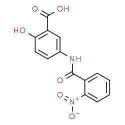 ChemSpider 2D Image | 2-Hydroxy-5-[(2-nitrobenzoyl)amino]benzoic acid | C14H10N2O6