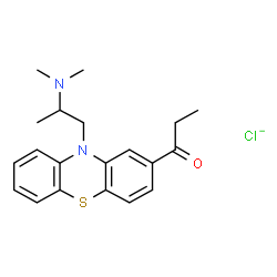 ChemSpider 2D Image | 1-Propanone, 1-[10-[2-(dimethylamino)propyl]-10H-phenothiazin-2-yl]-, chloride (1:1) | C20H24ClN2OS