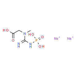 ChemSpider 2D Image | Glycine, N-[imino(phosphonoamino)methyl]-N-methyl-, sodium salt (1:2) | C4H10N3Na2O5P